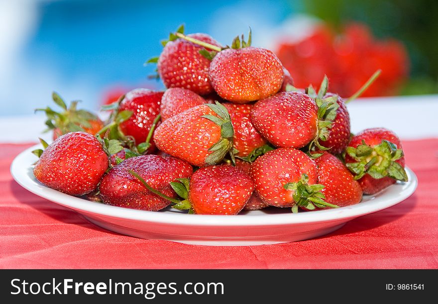 Group of fresh, succulent strawberries
