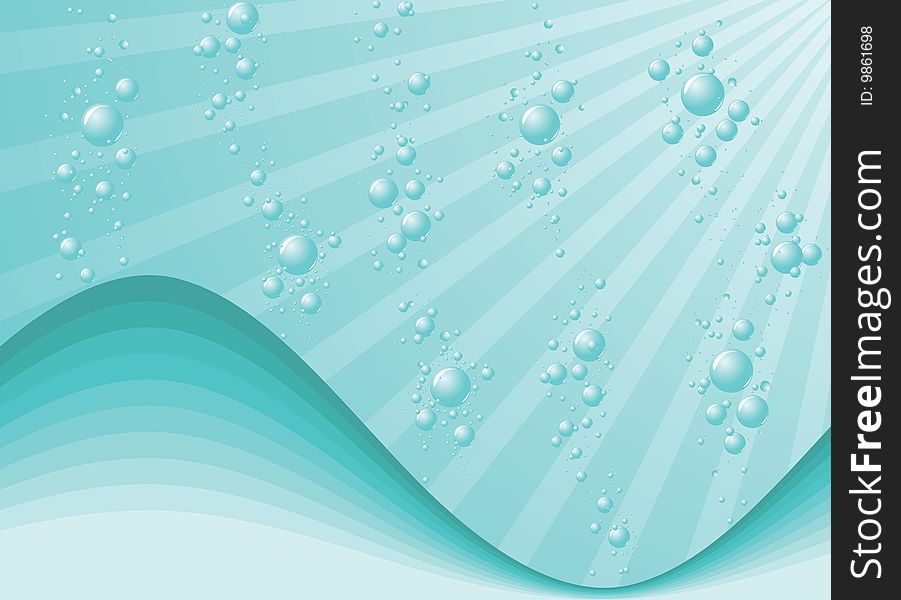 Blue water with bubbles. Vector illustration. Blue water with bubbles. Vector illustration.