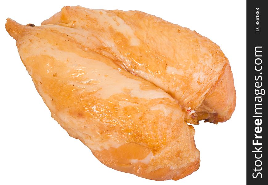 Smoked chicken breast on a white background