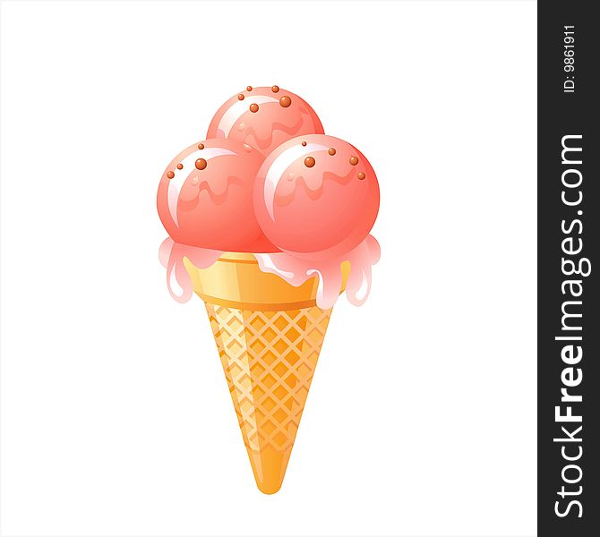 Ice cream cone on white background