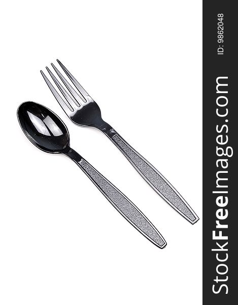 Black fork and spoon