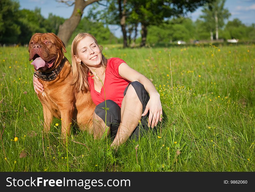 Young girl and her dog