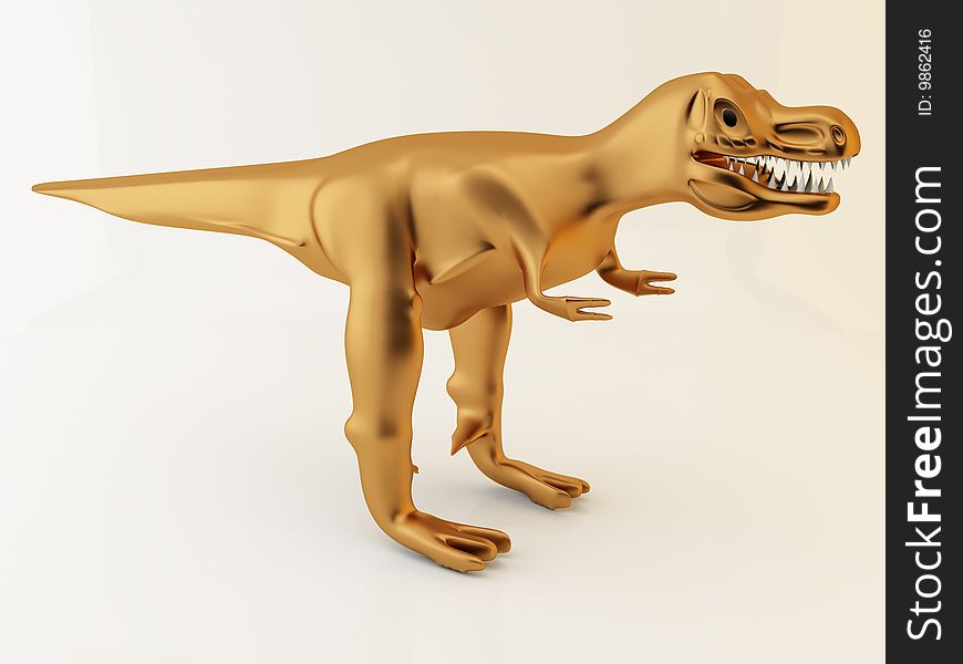 3d render of a bronze tyrannosarus rex.