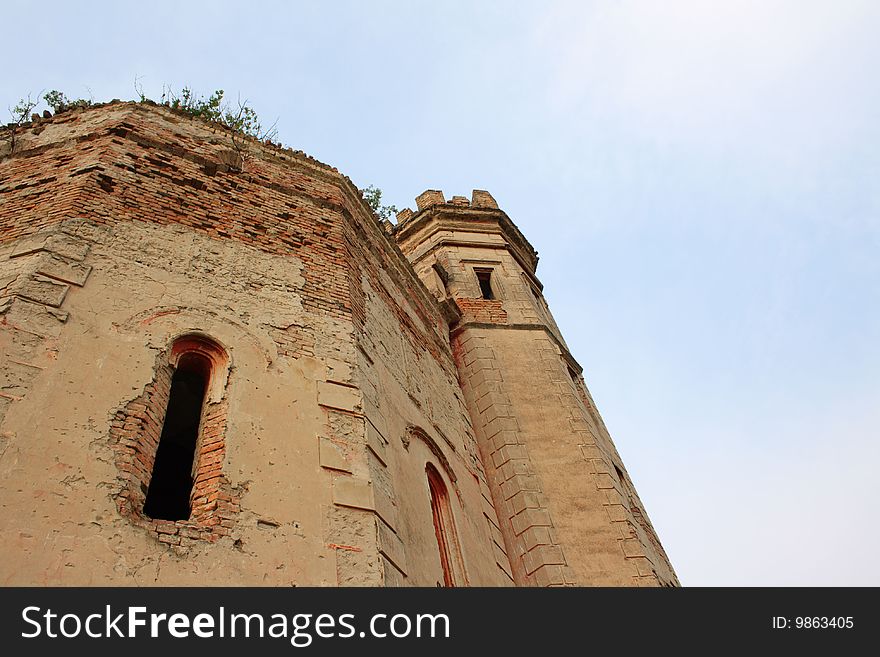 Ruined old castle walls in Serbia