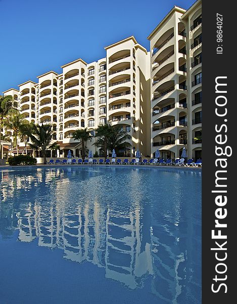 Resort Building and Pool in the Caribbean. Resort Building and Pool in the Caribbean