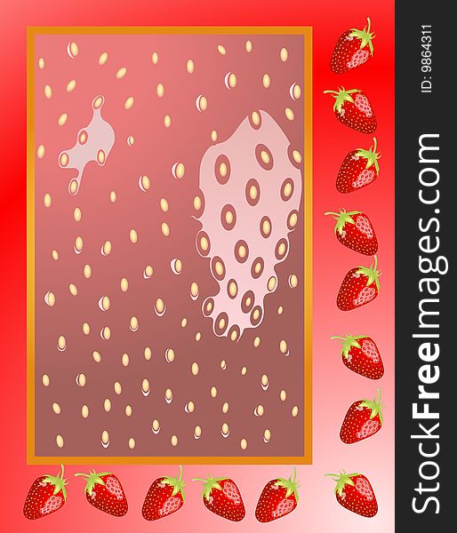 Wonderful illustration of strawberry frame detalised and with seeds