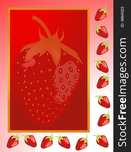 Wonderful illustration of strawberry frame detalised and with seeds