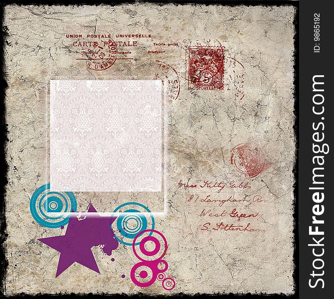 Vintage background with polaroid frames stamps and circles. Vintage background with polaroid frames stamps and circles