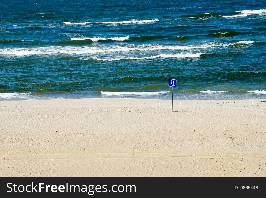 Empty beach and cold ocean