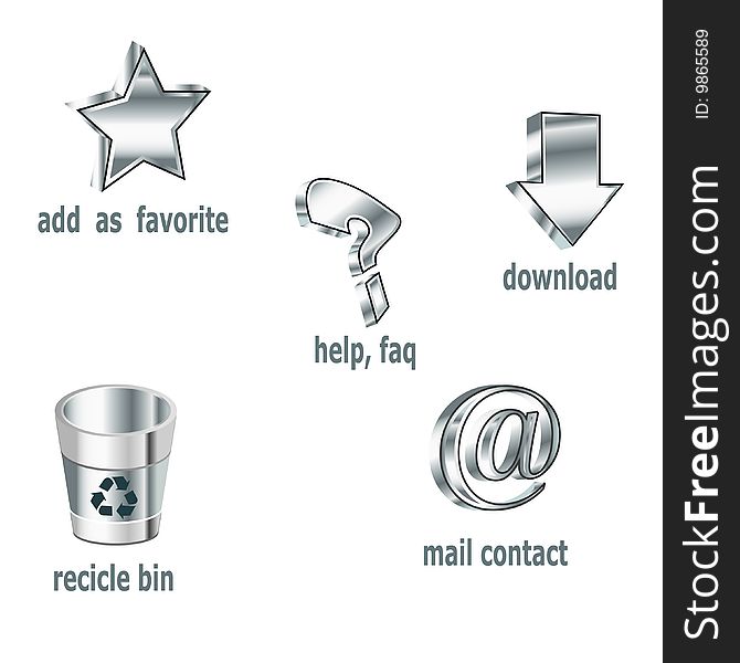 Metallic icons-set 1. Vector illustration