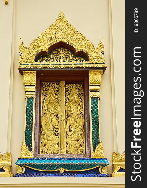 Traditional Thai style Buddhist church window