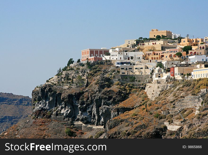 View Over Town Oia Island Santorini