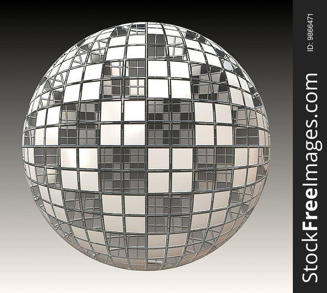 3d render of a typical disco ball