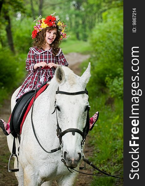 Laughing Little Girl In Floral Wreath