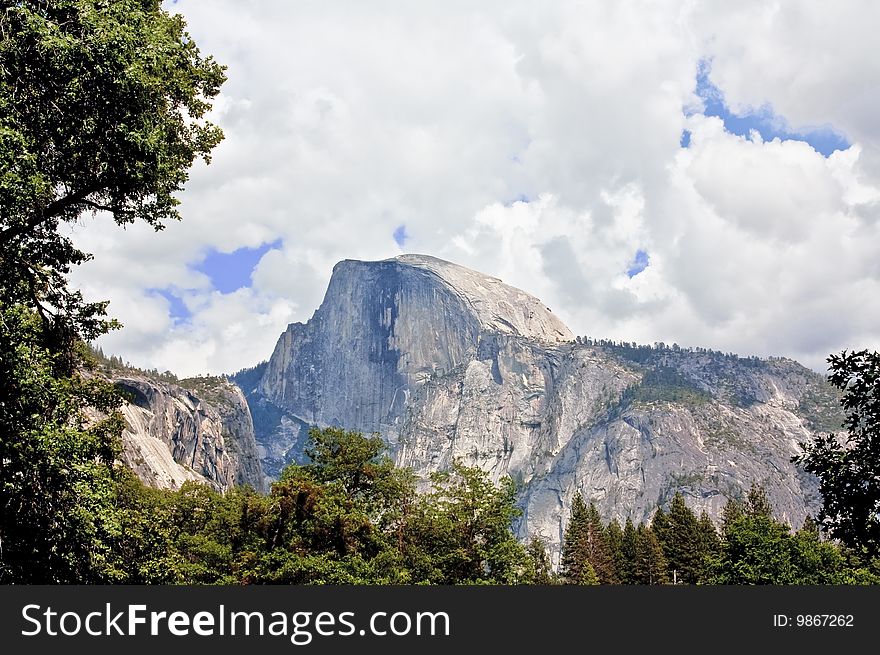 View of Half Dome with Stormy Sky