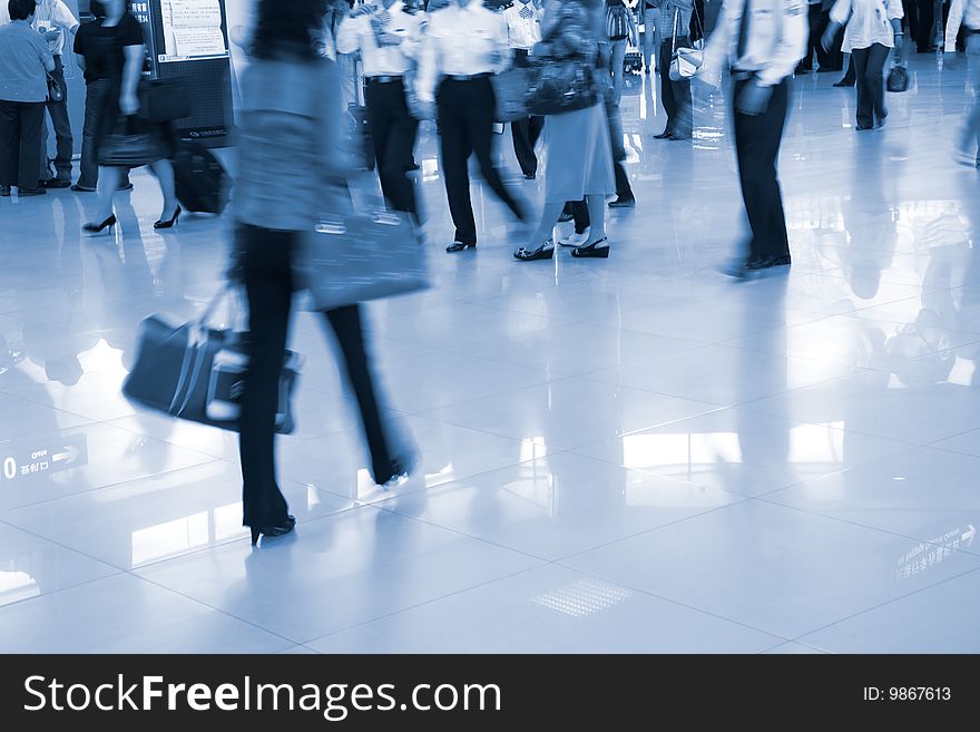 Passenger at the airport, motion blur