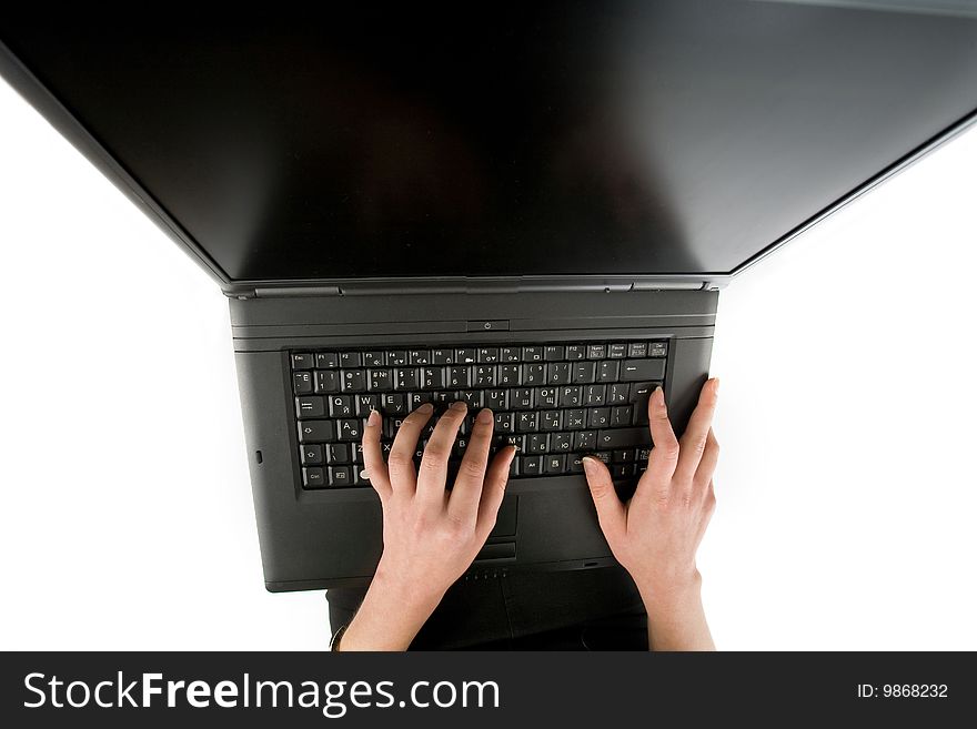 Close-up of female hands on the keyboard  typing documents. Close-up of female hands on the keyboard  typing documents