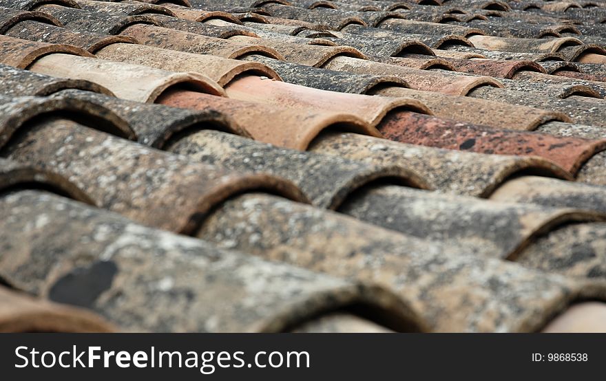 View of a typical old majorcan roof. View of a typical old majorcan roof