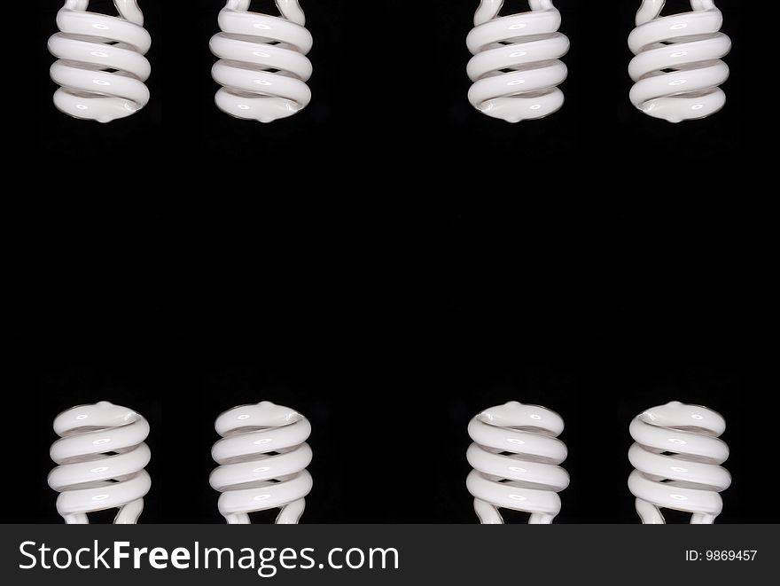 Shot of many light bulbs against black background. Shot of many light bulbs against black background