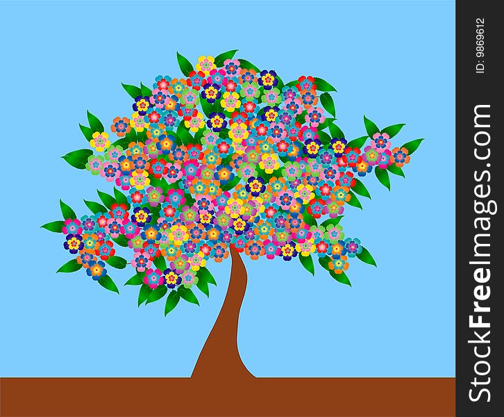 Illustration of a colorful flower tree
