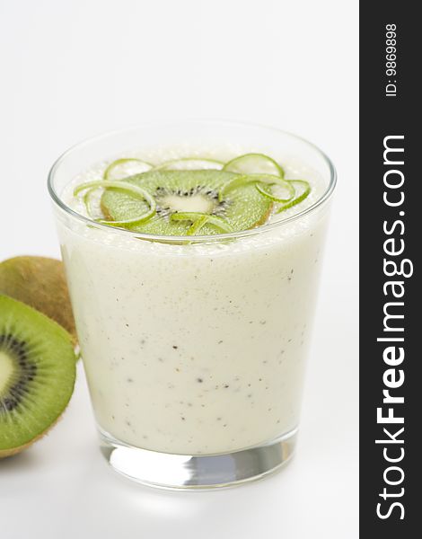 Refreshment and creamy milkshake  kiwi and lime isolated