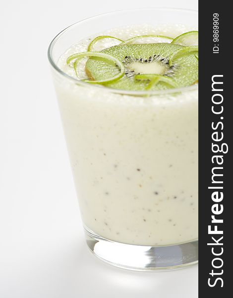 Refreshment and creamy milkshake  kiwi and lime isolated