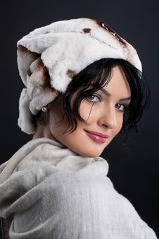 Woman In A Fur Hat Royalty Free Stock Photos