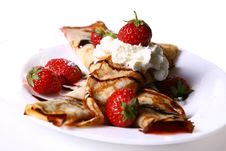 Dessert Plate Witn Pancakes And Strawberry Stock Image Dessert Plate Witn Pancakes And Strawberry Stock Image