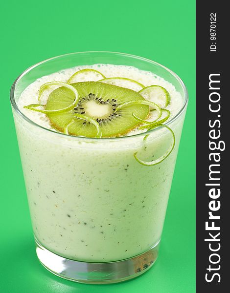 Refreshment and creamy milkshake  kiwi and lime isolated