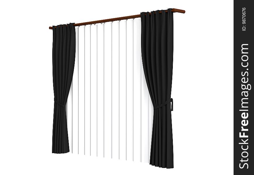 Rendered 3d isolated curtains on white background