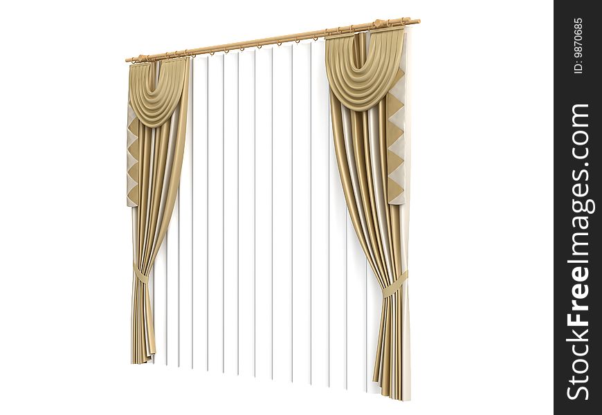 Rendered 3d isolated curtains on white background