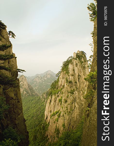 The worldwide famous peaks of Huangshan in China. The worldwide famous peaks of Huangshan in China