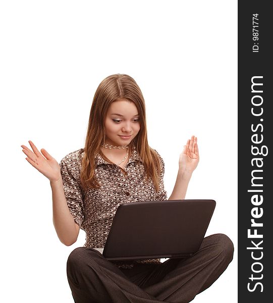 Image of a surprised girl with laptop