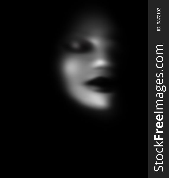 Woman's half face in black and white. Woman's half face in black and white