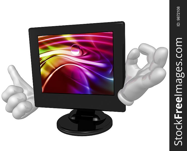 Lcd monitor 3d character figure