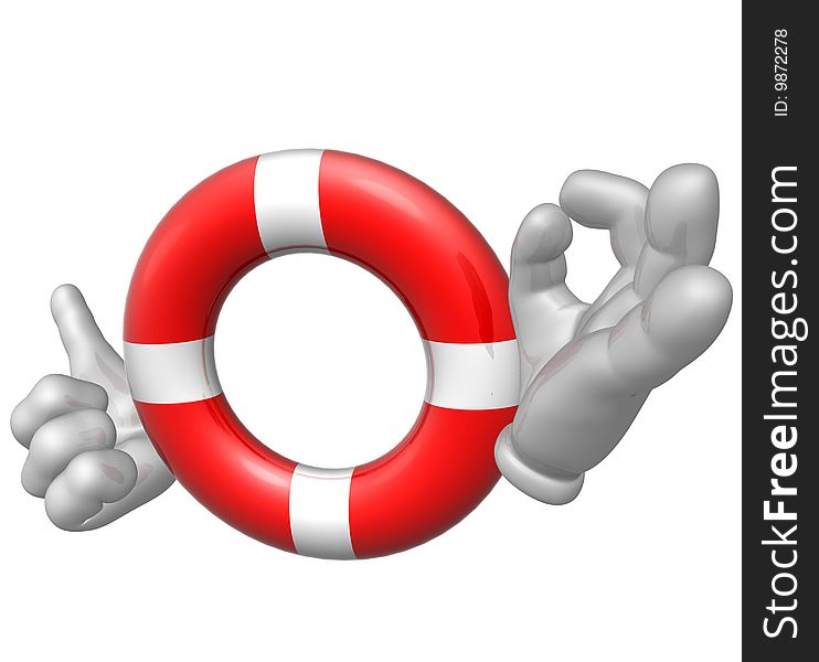 Lifebuoy sos icon 3d render illustration