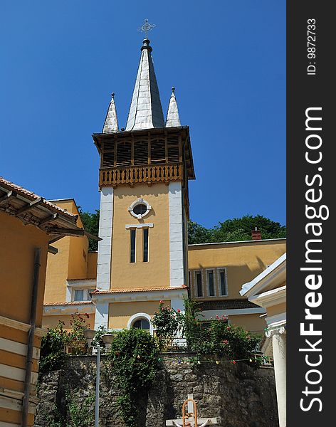 Old baroque city centre with bell tower. Old baroque city centre with bell tower