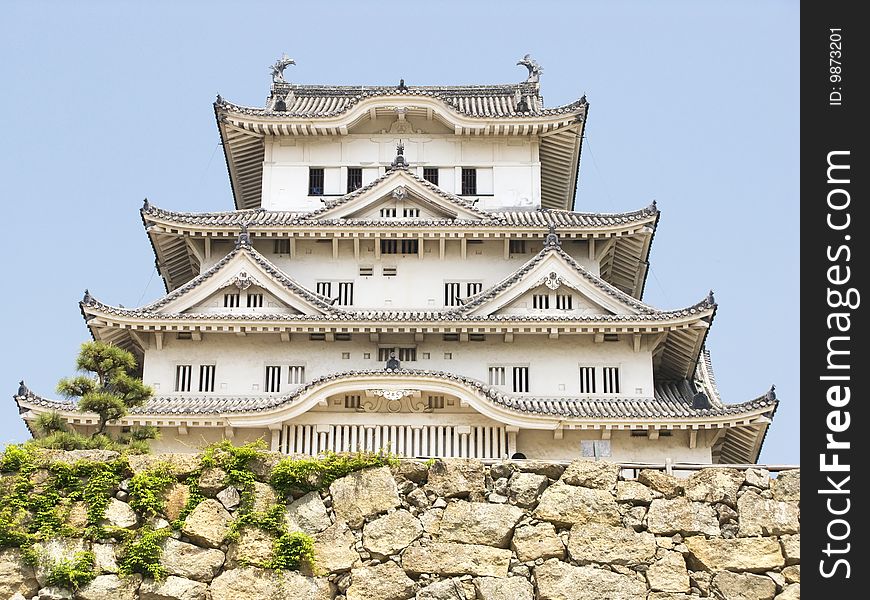 Front view of the main building of Himeji castle, in Japan. Front view of the main building of Himeji castle, in Japan