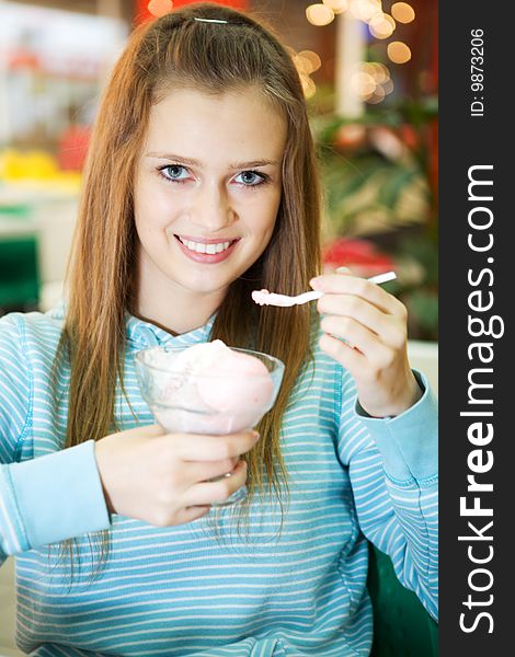Young Woman With Ice Cream