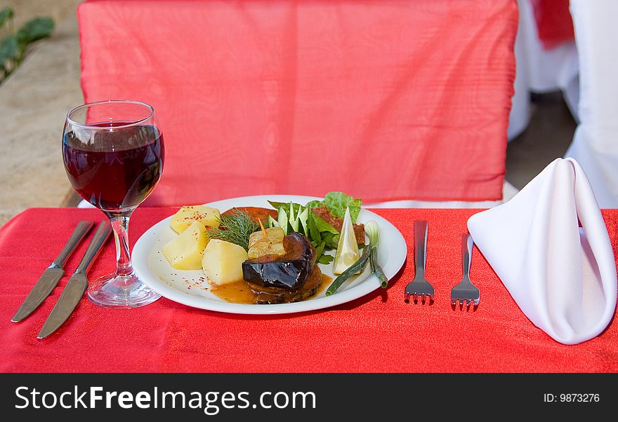 Breakfast served on the table. Breakfast served on the table