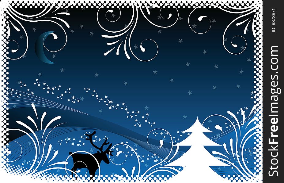 Blue christmas background with ornaments for design