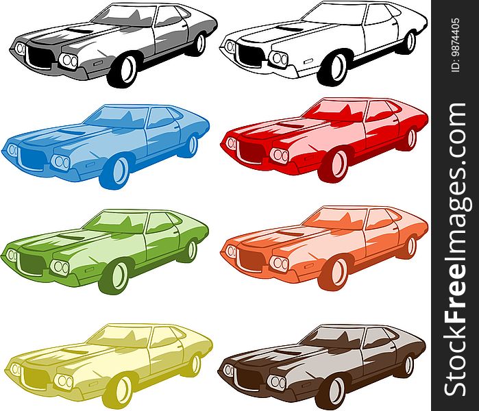 Vector series of sport car in different colors. Vector series of sport car in different colors