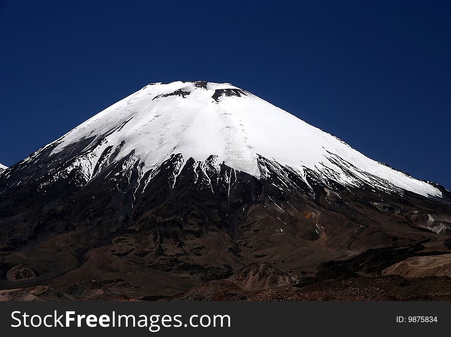 Snowcapped Parinacota volcano in Park Lauca in Chile. Snowcapped Parinacota volcano in Park Lauca in Chile