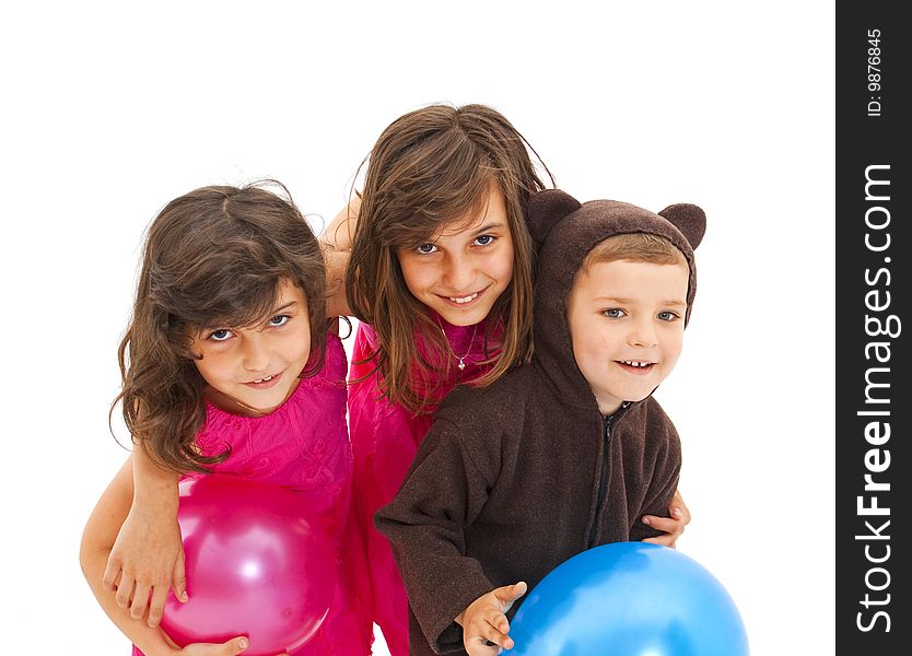 Children at a party playing with balloons. Children at a party playing with balloons