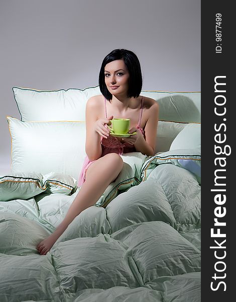 Woman, Blanket And Pillows