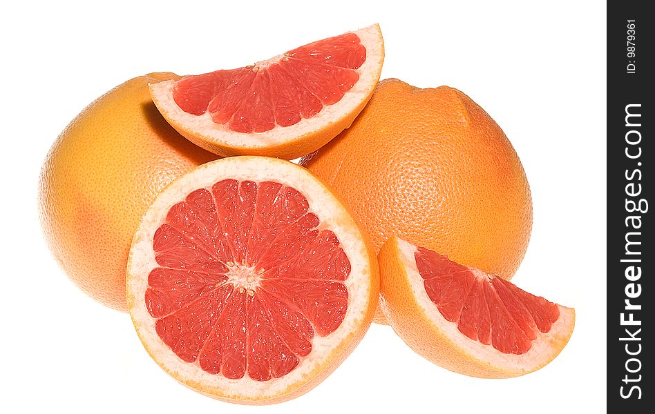 Fresh grapefruits on white background