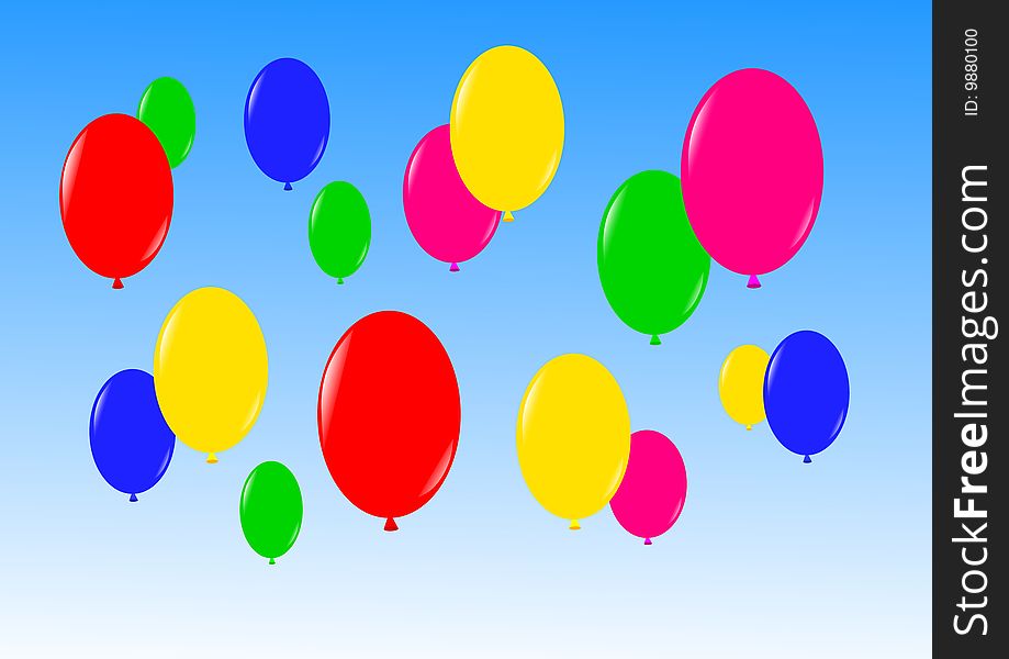 Colorful balloons on a blue background