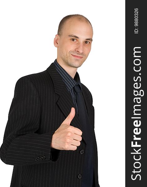 Businessman with thumbs