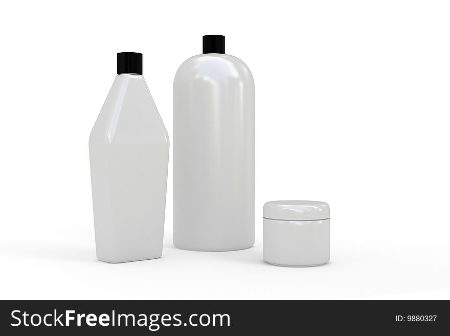 White plastic bottle for label, beauty products