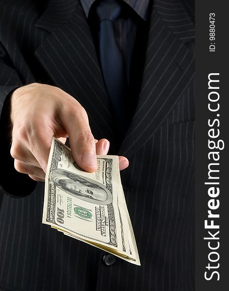 Businessman holding money